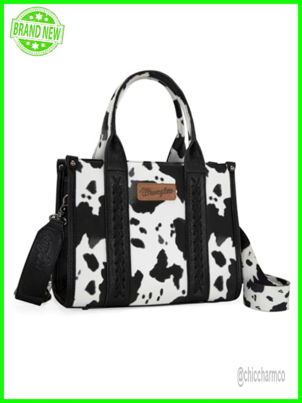 Wrangler Cow Print Small Tote Bag Top Handle Satchel Purse for Women
